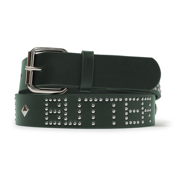 Butter Leather Studded Belt Ceinture - Green - Streetart.fr